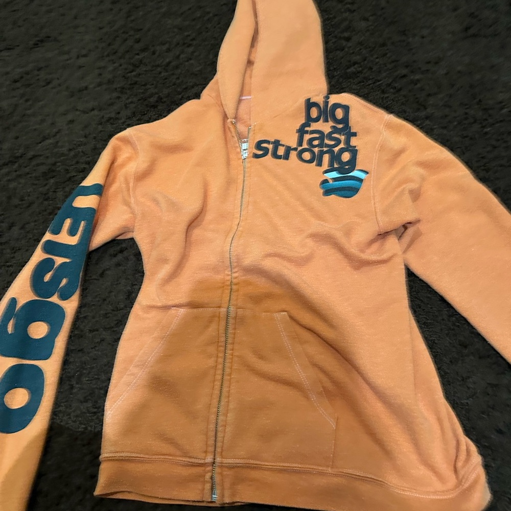 Freecity Orange Hoodie with Black and Red Accents